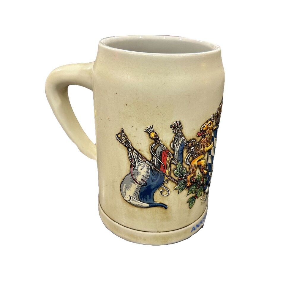 Anker Brau Stein Beer Bavaria Bayern Coat of Arms Germany Stoneware Mug 0.5L